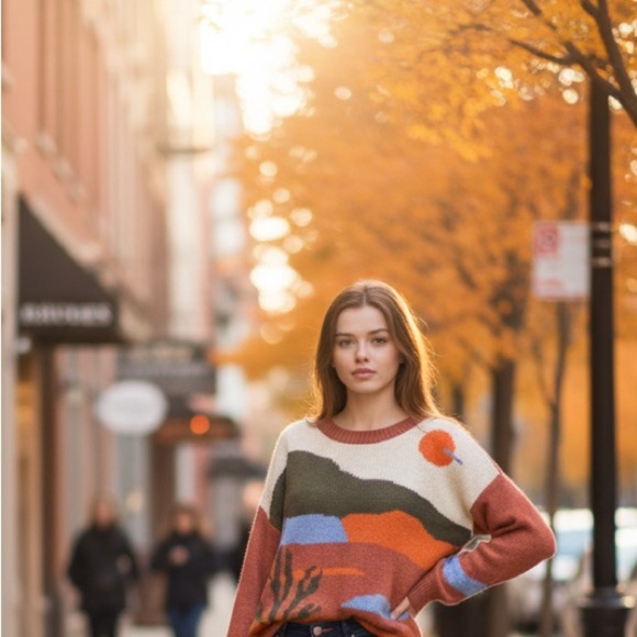 Madden Nyc Sweaters - Madden NYC Scenic Desert Landscape Sweater